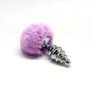 Металлическая анальная пробка Кроличий хвостик Alive Fluffy Twist Plug L Purple, диаметр 3,8 см
