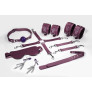 Набір Feral Feelings BDSM Kit 7 Burgundy, наручники, поножі, конектор, маска, падл, кляп, затискачі