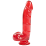 Фаллоимитатор Doc Johnson Jelly Jewels Cock & Balls Red, диаметр 3,6см, антибактериальный ПВХ